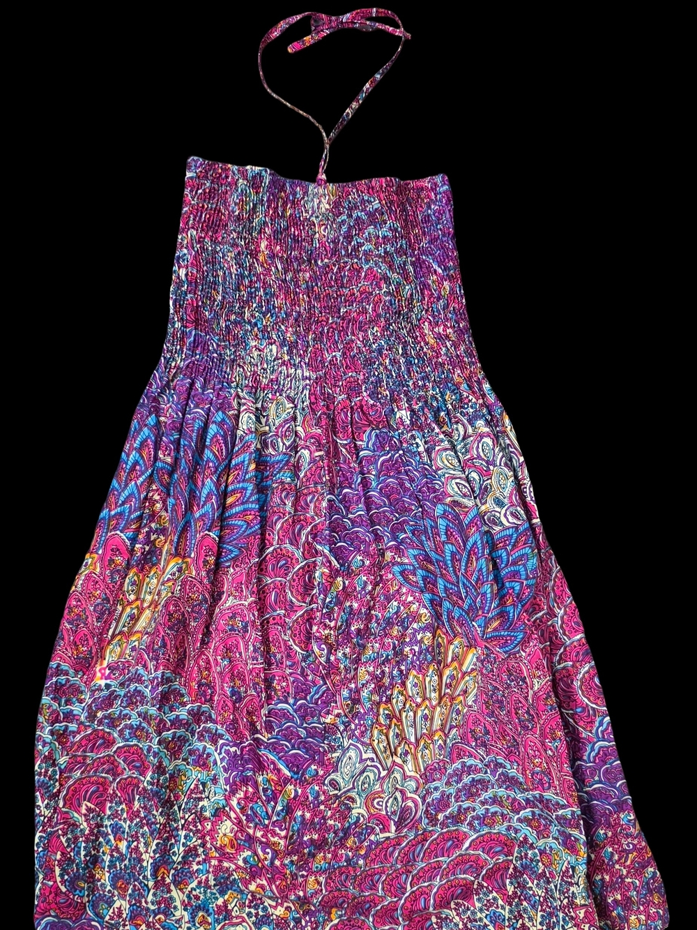 Halter Midi Dress - Pink Multicolor
